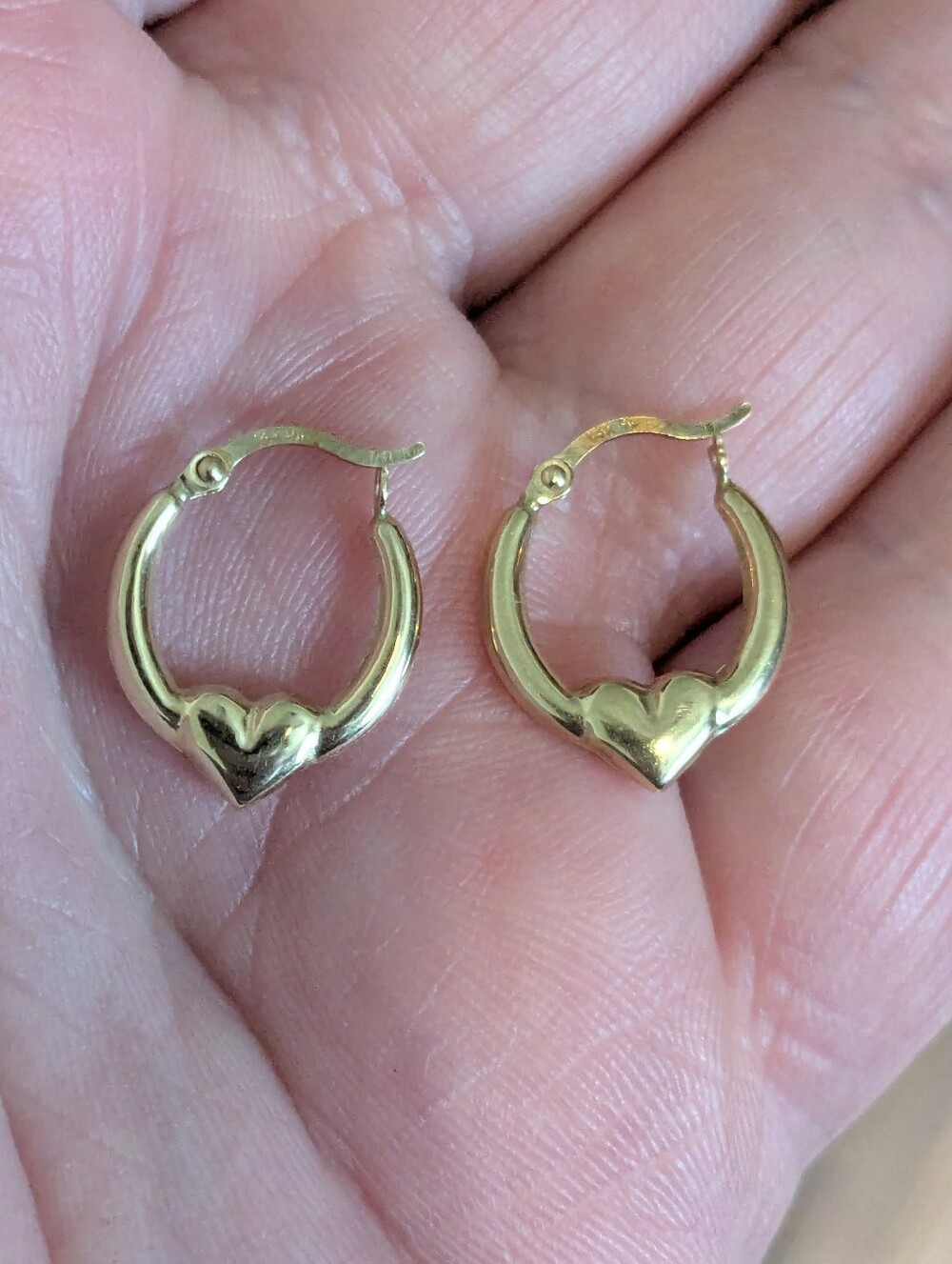 14k Heart Huggie Hoop Earrings Children's Women's Teenager